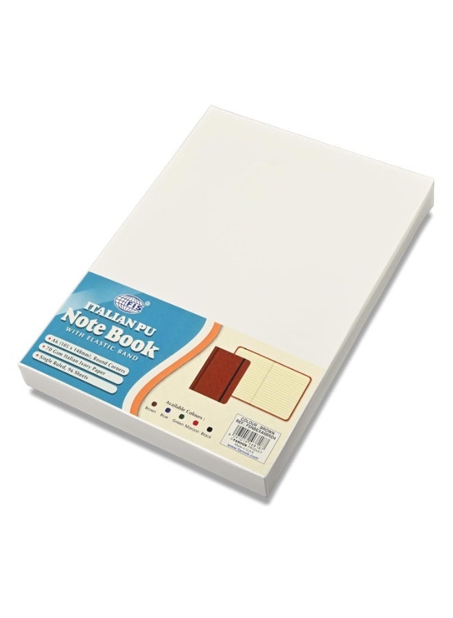 FIS® Executive Notebook, Italian PU Materials, A6 Size(105x148mm,) Round Corners, 96 Sheets, Single Ruled, 70gsm Italian Ivory Paper with Elastic Band Closure, 1 Piece, Brown Color-FSNBEXA6BRD4 - Image 2